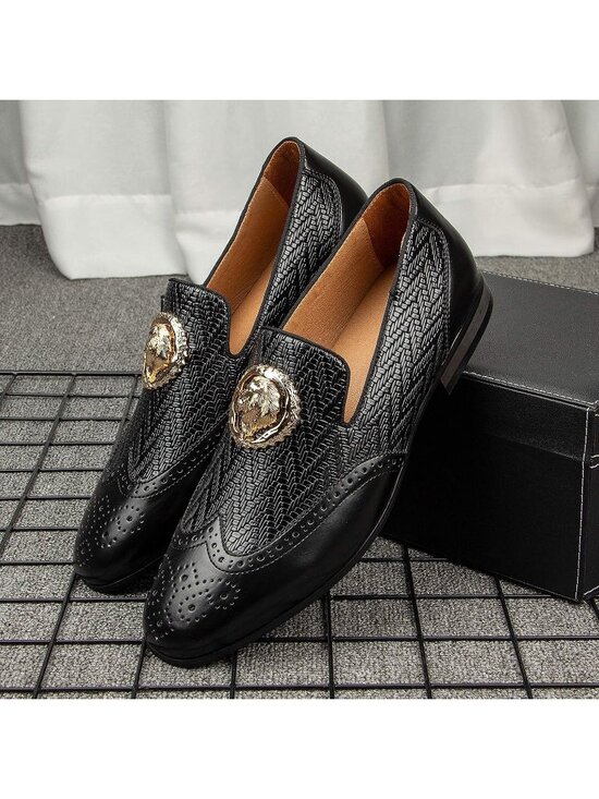Meijiana Men\'s Black02 Microfiber Loafers Buckle PU Leather Weeding Dress Shoes main image 6